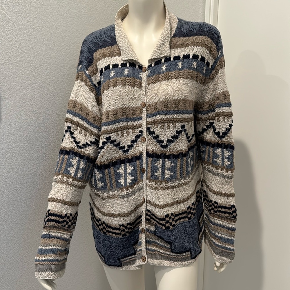 Vintage Portraits Northern Isles Knitted
By Hand Cardigan Sweater XL